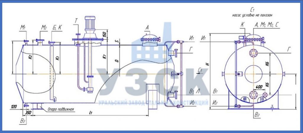 Чертеж емкости ГКК в Находке